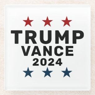 Trump Vance 2024 Classic Star Glass Coaster