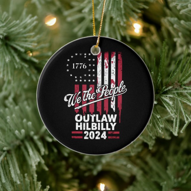 Trump Vance 2024 Donald Trump Outlaw Hillbilly  Ceramic Ornament (Tree)
