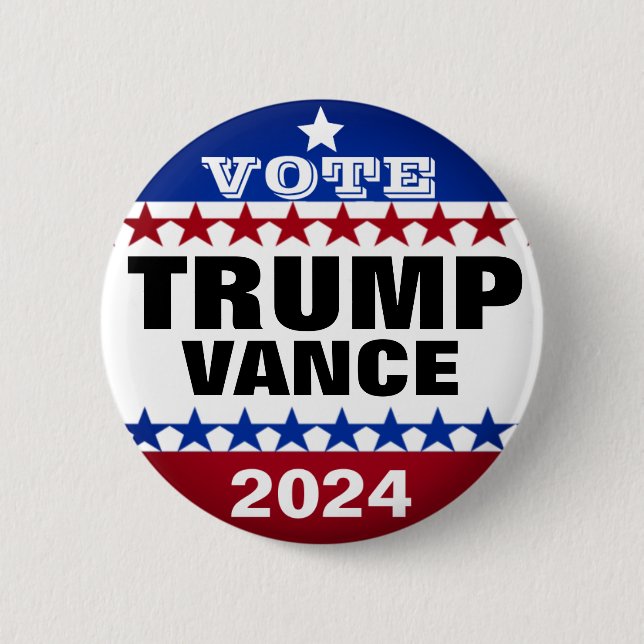 Trump vance 2024 make america great again  2 inch round button (Front)