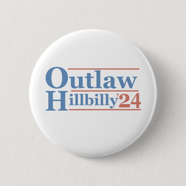 Trump Vance 2024 Outlaw Hillbilly Election   2 Inch Round Button (Front)