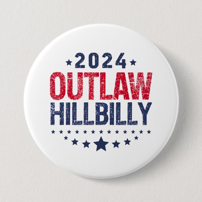 Trump Vance 2024 Outlaw Hillbilly US Flag 3 Inch Round Button (Front)