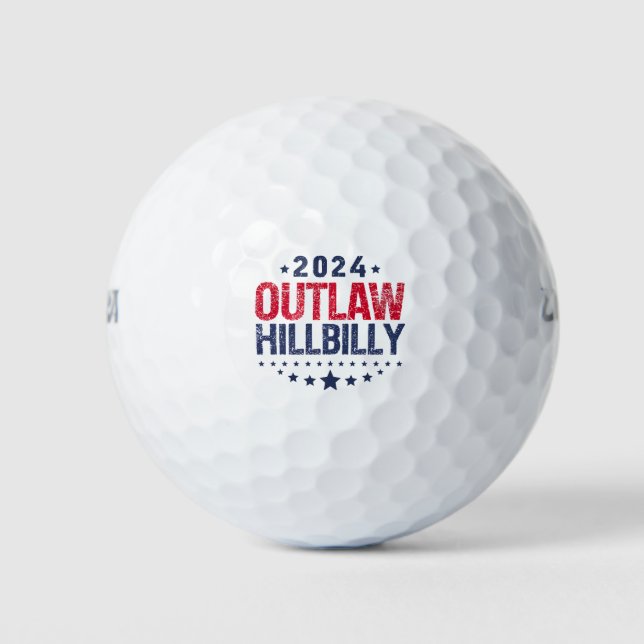 Trump Vance 2024 Outlaw Hillbilly US Flag Golf Balls (Front)