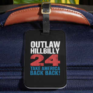 Trump Vance 2024 Outlaw Hillbilly US Flag Vintage Luggage Tag