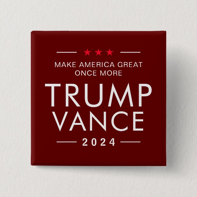 Trump Vance 2024 Political Presidential Campaign  2 Inch Square Button (Front)