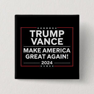 Trump Vance 2024 President JD Vance Vice MAGA 2 Inch Square Button