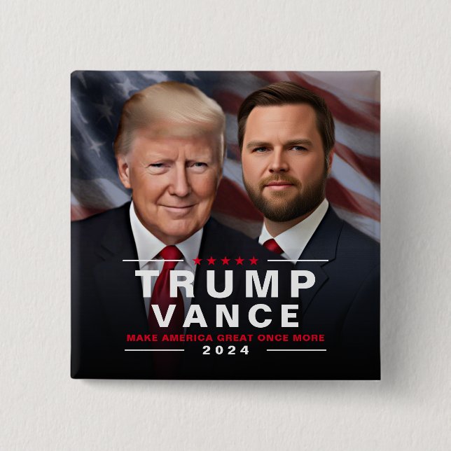 Trump Vance 2024 President VP Campaign    2 Inch Square Button (Front)