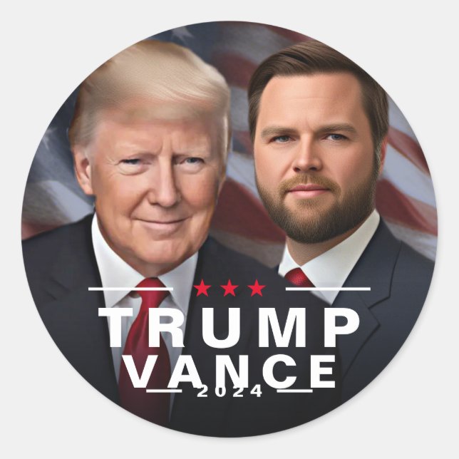 Trump Vance 2024 Republican President VP Classic Round Sticker (Front)