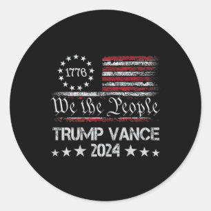 Trump Vance 2024 Retro Stripe Trump Jd Vance (on B Classic Round Sticker