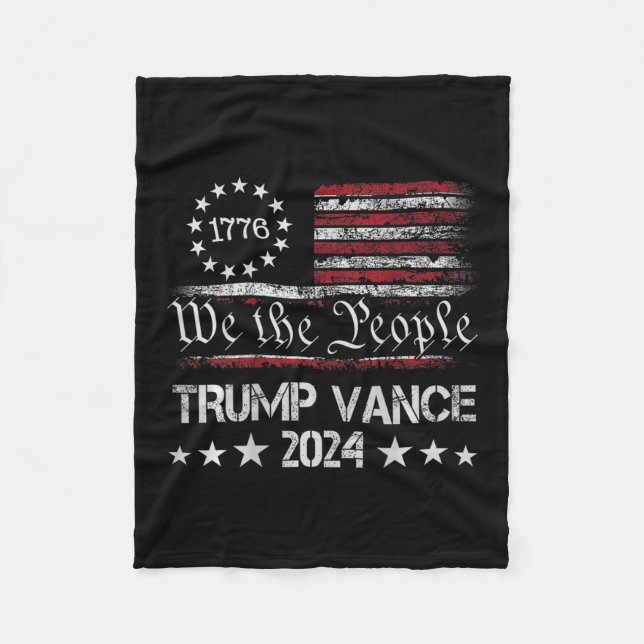 Trump Vance 2024 Retro Stripe Trump Jd Vance (on B Fleece Blanket (Front)