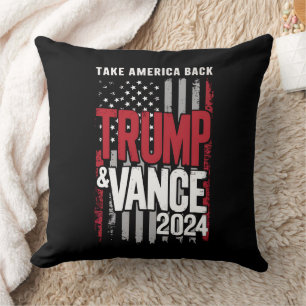 Trump Vance 2024 US Flag Take America Back Throw Pillow