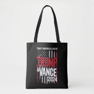 Trump Vance 2024 US Flag Take America Back Tote Bag