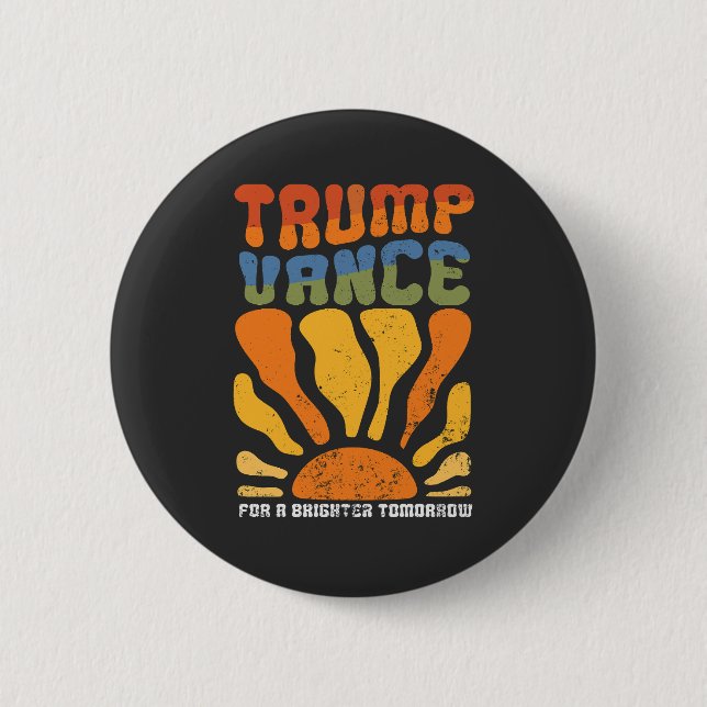 Trump Vance For a Brighter Tomorrow Retro Boho  2 Inch Round Button (Front)