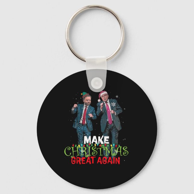 Trump Vance Make Christmas Great Again Daddy's Hom Keychain (Front)