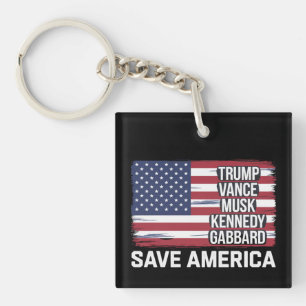 Trump Vance Musk Kennedy Gabbard 2024 Save America Keychain