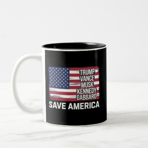 Trump Vance Musk Kennedy Gabbard 2024 Save America Two-Tone Coffee Mug