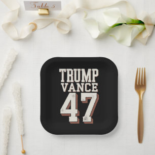 Trump Vance President Vintage Trump Wins Paper Plate