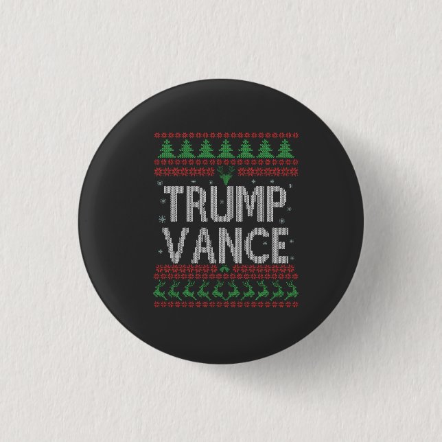 Trump Vance Republican Ugly Christmas Sweater Xmas 1 Inch Round Button (Front)