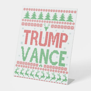 Trump Vance Republican Ugly Christmas Sweater Xmas Pedestal Sign