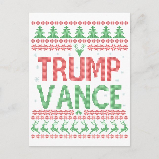 Trump Vance Republican Ugly Christmas Sweater Xmas Postcard (Front)