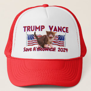 TRUMP Vance Save A'meowica! Cute Cat  Trucker Hat