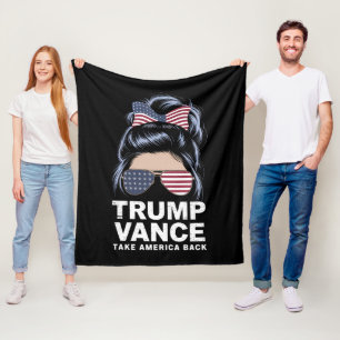 Trump Vance Take America Back Messy Bun Girl Fleece Blanket