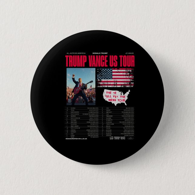 Trump Vance Us Tour  2 Inch Round Button (Front)