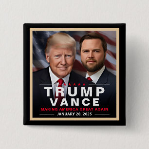 Trump Vance Victory Inauguration Day Collector's 2 Inch Square Button