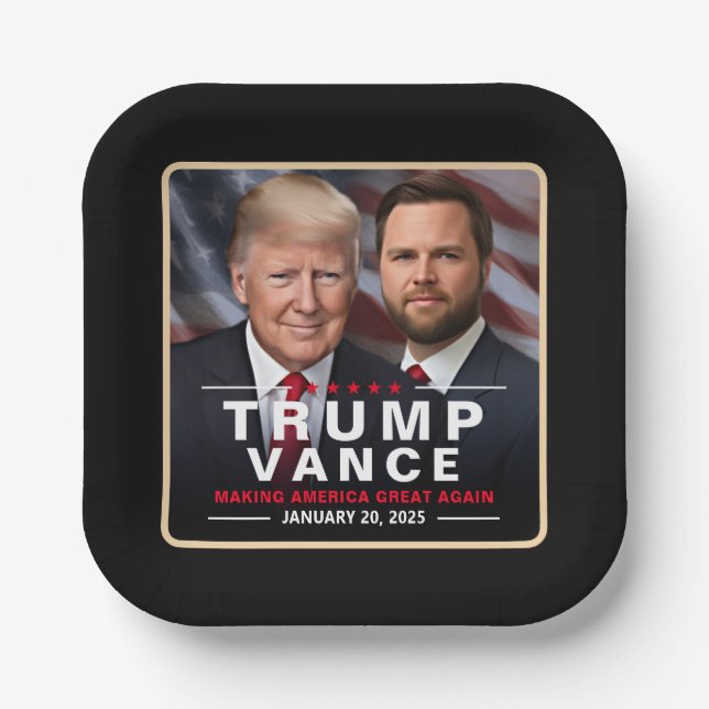 Trump Vance Victory Inauguration Day Collector's Paper Plate (Front)