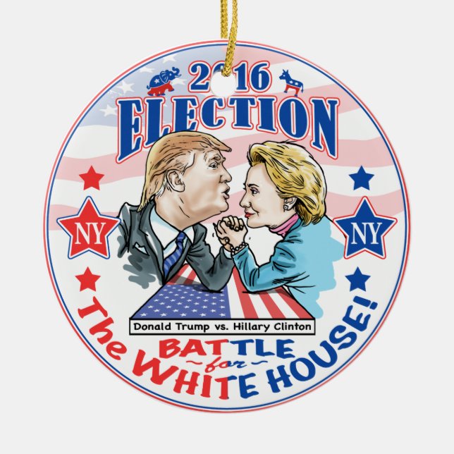 Trump versus Hillary 2016 Ceramic Ornament (Front)