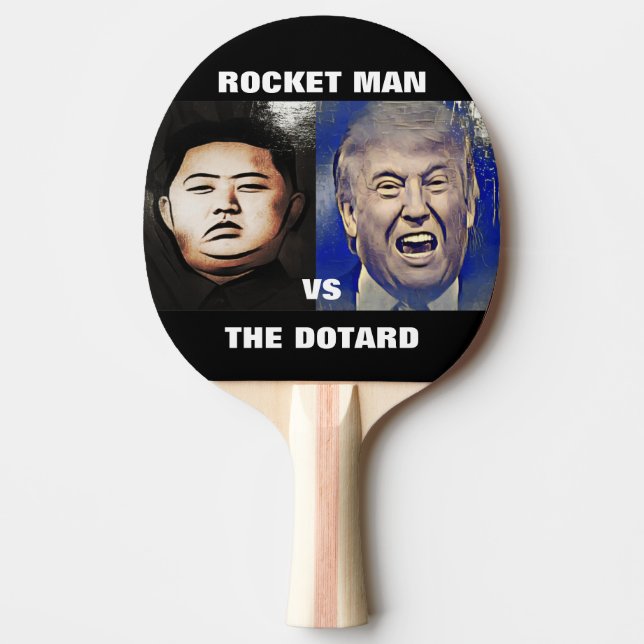 Trump Versus Kim Jong Un Ping Pong Paddle (Front)