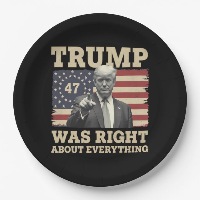 Trump Was Right About Everything USA America Paper Plate (Front)