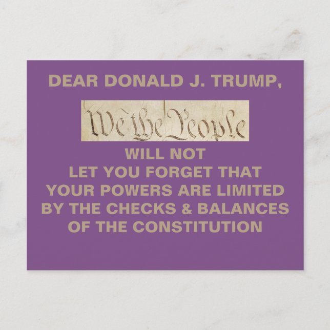 Trump We the People Checks and Balances Resistance Postcard (Front)