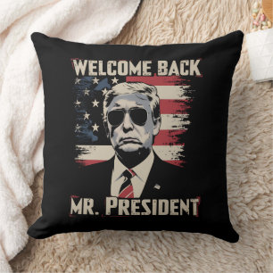 Trump Welcome Back Mr President 47th US Vintage Throw Pillow