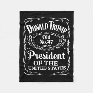 Trump Whiskey Bottle Label Trump 47th President 20 Fleece Blanket