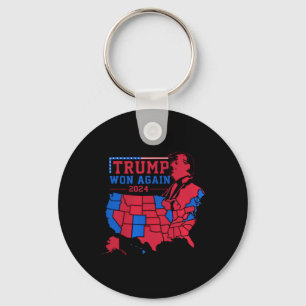 Trump Wins Again Red Wave Map Of Usa In The 2024 Keychain