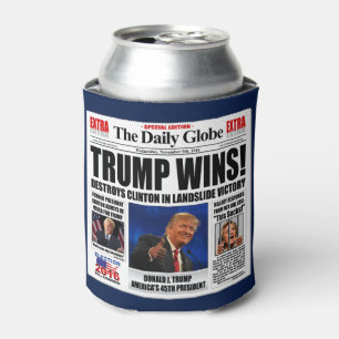 Trump Wins! Funny Anti Clinton Newspaper Satire Can Cooler
