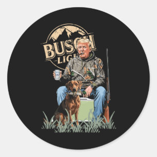 Trump With Dog Duck Waterfowl Hunting Camo Preside Classic Round Sticker