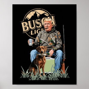 Trump With Dog Duck Waterfowl Hunting Camo Preside Poster