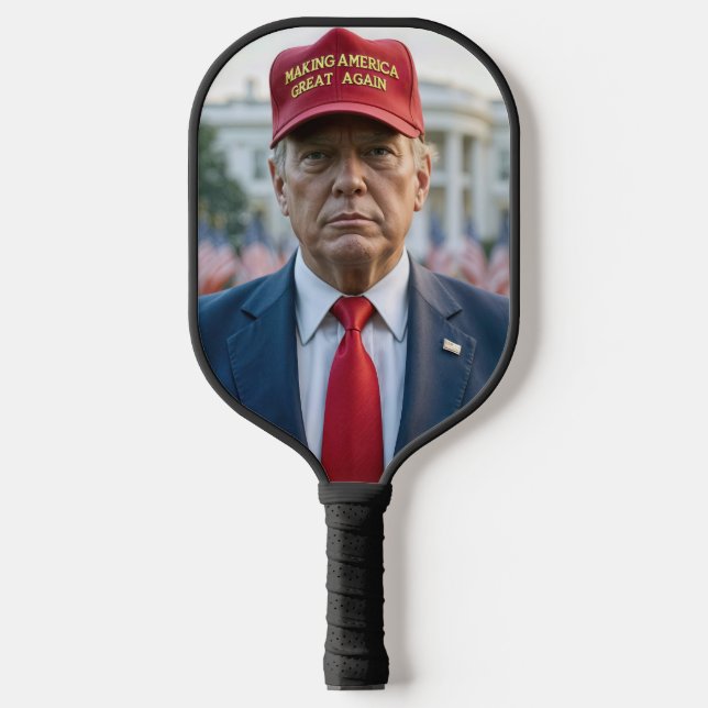 Trump With Red MAGA Hat Pickleball Paddle (Front)