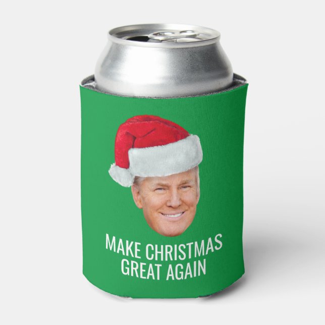 Trump with Santa Hat - Make Christmas Great Again Can Cooler (Can Front)