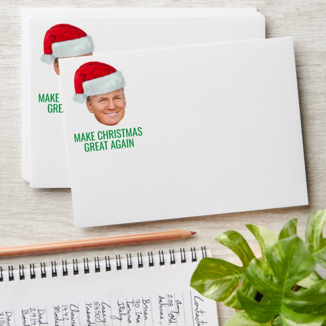 Trump with Santa Hat - Make Christmas Great Again Envelope (Stacked)