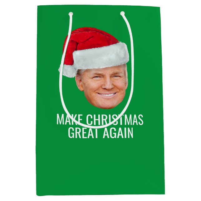 Trump with Santa Hat - Make Christmas Great Again Medium Gift Bag (Front)