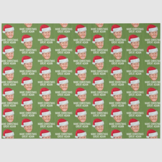 Trump with Santa Hat - Make Christmas Great Again Tissue Paper (Front)