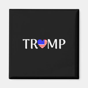 Trump With United States Flag Heart Magnet