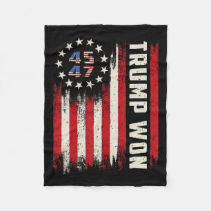 Trump Won 2024 45 47th President Usa Flag Fleece Blanket