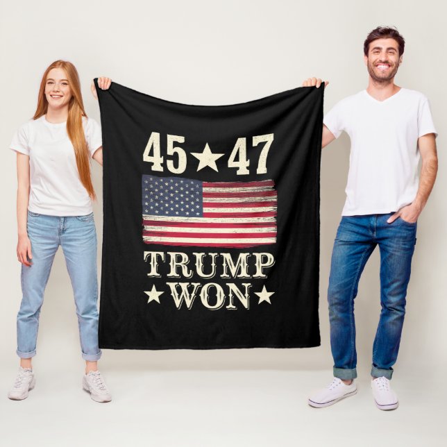 Trump Won 2024 45 47Th President Usa Flag Fleece Blanket (In Situ)