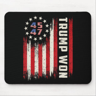 Trump Won 2024 45 47th President Usa Flag Mouse Pad