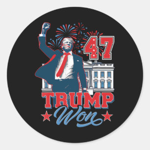 Trump Won 2024 Get Over It 47th Of White House Pre Classic Round Sticker