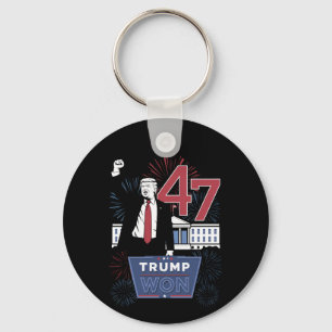 Trump Won 2024 President 47 America USA Keychain