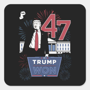 Trump Won 2024 President 47 America USA Square Sticker